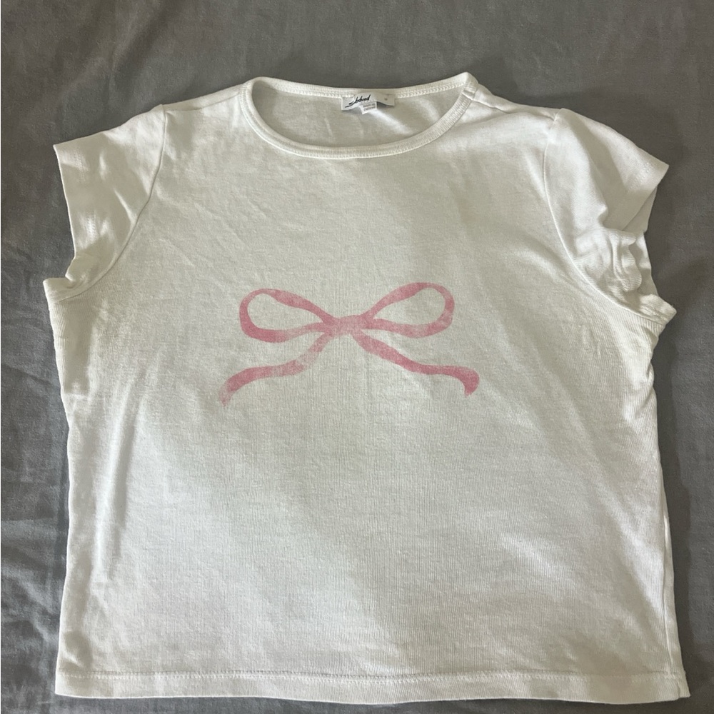Fendi White Tee with Pink Bow